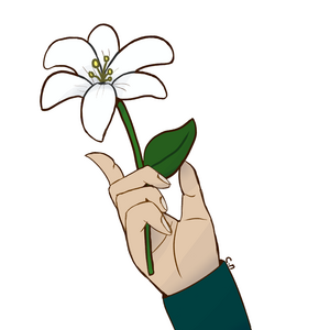 Holding a lily
